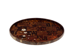 Yatsuyanagi Shell Inlay Sakura Round Tea Tray Checkered Pattern on Sale