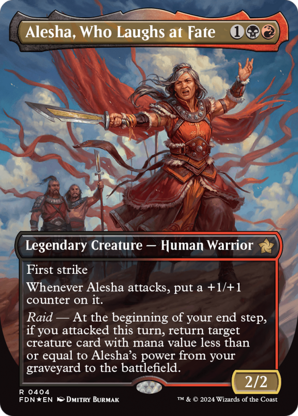 Alesha, Who Laughs at Fate (Borderless) (Mana Foil) [Foundations] Sale