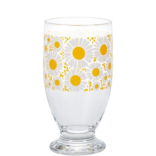 Aderia Glass Pedestal Cups - Yellow Flower For Sale